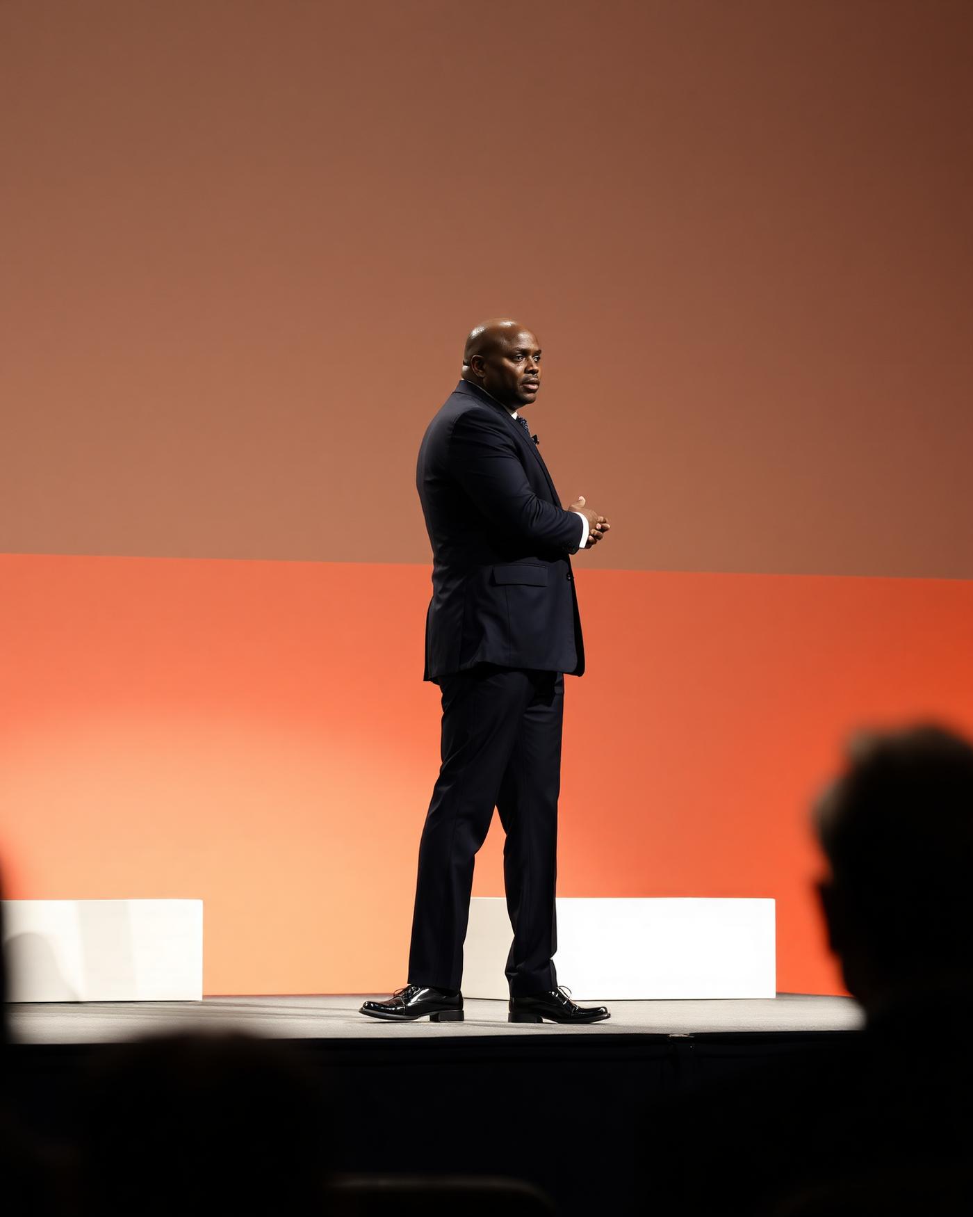 André Julius speaking on stage